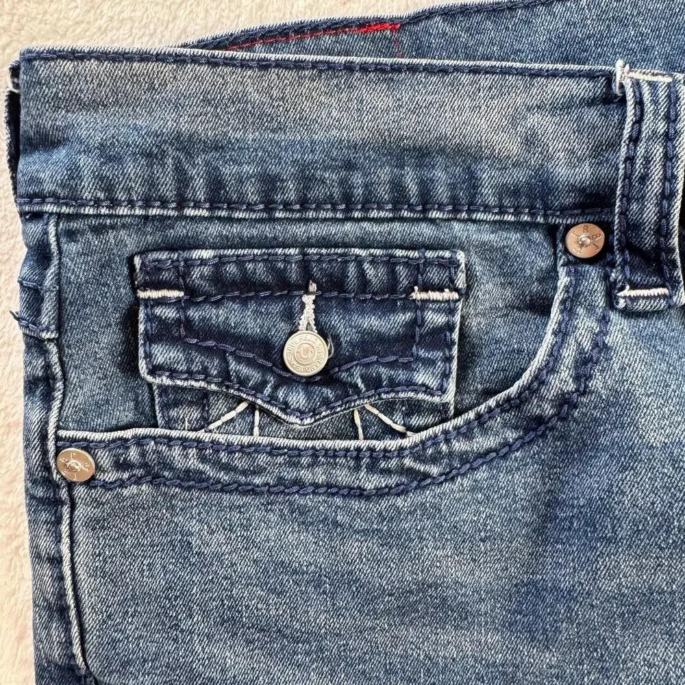 True Religion Geno Relaxed Slim Flap Pocket Jeans Men’s 40 Blue Stretch Denim